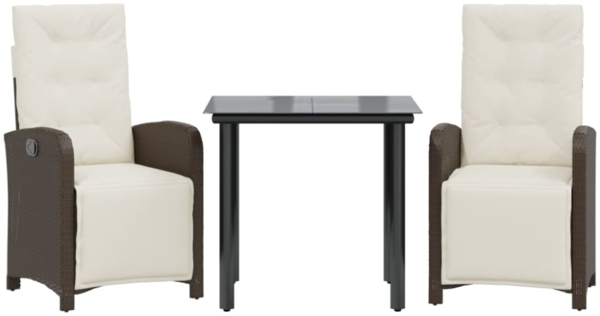 vidaXL 3-tlg. Bistro-Set mit Kissen Braun Poly Rattan 3212549