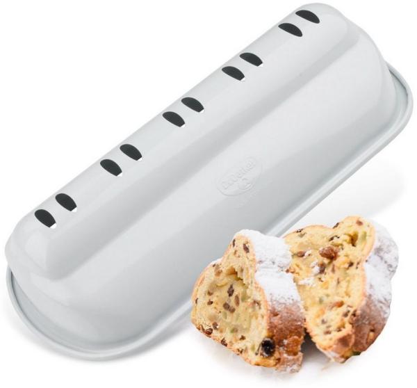 Dr. Oetker 1398 Stollenbackform White Christmas Baking, hochwertige Christstollenform, Backform für große Stollen, Stollenform sehr gute Antihaftbeschichtung, erstklassige Stollenhaube (Farbe: Weiß)