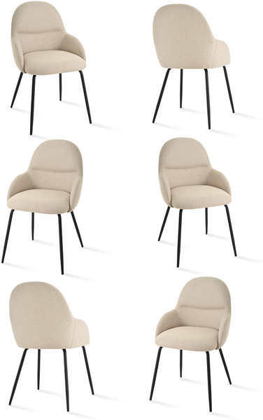 GOEURVANT 1438 Esszimmerstühle 6er-Set, Webstoff - Beige
