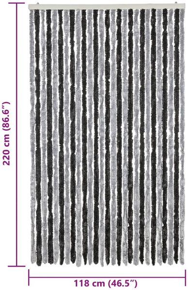 vidaXL Fliegenvorhang Grau und Schwarz 118x220 cm Chenille 4004881 Bild 7