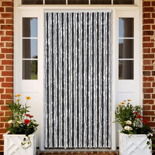 vidaXL Fliegenvorhang Grau und Schwarz 118x220 cm Chenille 4004881