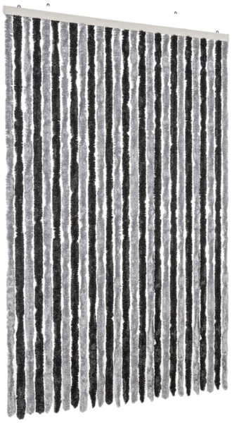 vidaXL Fliegenvorhang Grau und Schwarz 118x220 cm Chenille 4004881