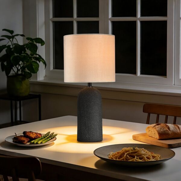 STANBOW Tischleuchte Tischlampe mit Keramikfuß, Nachttischlampe, Schlaf-/Wohnzimmer, Schwarz, ohne Leuchtmittel, Ein-/Ausschalter, Nachttisch & Sideboard & Esstisch, Modern, Landhaus