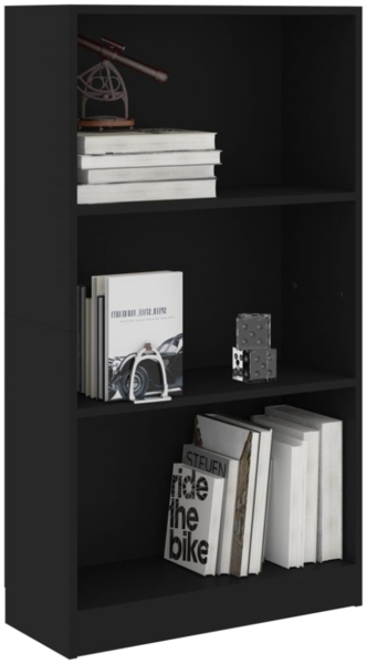 vidaXL Bücherregal 3 Fächer Schwarz 60x24x109 cm Holzwerkstoff 800865 Bild 1