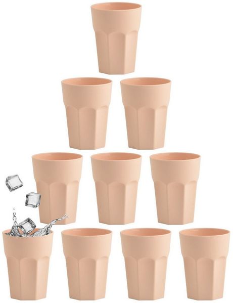 Engelland Becher Kunststoffbecher in modernen Pastellfarben, 250 ml, Mehrweg, 10-tlg, Kunststoff, spülmaschinengeeignet, bruchfest, wiederverwendbar, 250 ml, 0,25 Liter