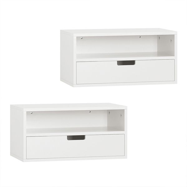 SoBuy NKD03-WX2 Nachttisch, MDF, Melamin, Weiß, 45 x 22 x 25 cm
