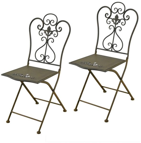 HTI-Living Gartenstuhl Gartenstuhl 2er Set Lily Braun (Set, 2 St), Metallstuhl Klappstuhl