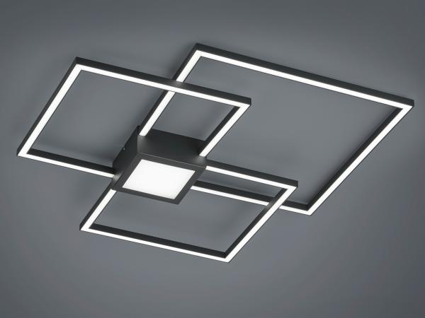 Große LED Deckenleuchte HYDRA dimmbar & extra flach, Anthrazit 65 x 65cm