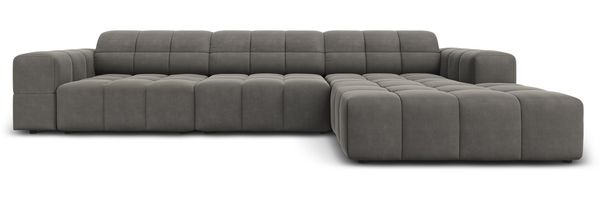 Micadoni Ecksofa Jennifer 4-Sitzer Rechts Samt Hellgrau