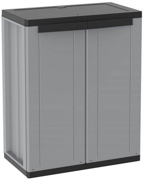 Kreher Mehrzweckschrank Kunststoffschrank mit 1 Boden (Schwarz/Grau)