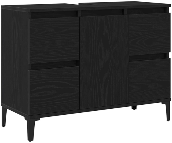 vidaXL Waschbeckenschrank Schwarz Eiche 80x33x60 cm Holzwerkstoff 862814