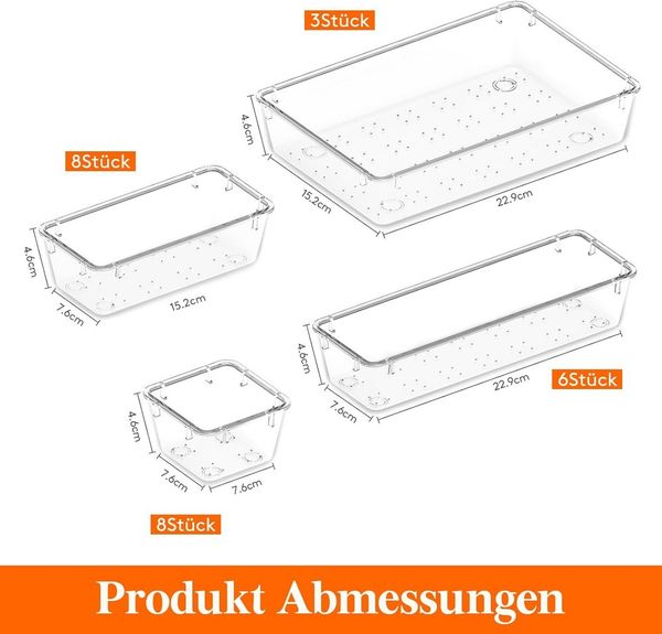 Refined Living Organizer Schubladen Organizer set, Schubladen Ordnungssystem, Aufbewahrungsbox (Make Up Organizer, 25 Stück Schubladen Organizer mit 4 Größen, Küche Organizer, Schminktisch Organizer, Organizer stapelbar, schreibtisch schubladen schubla...