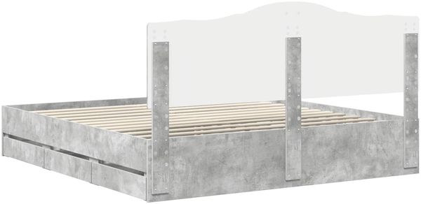 vidaXL Bettrahmen mit Kopfteil Betongrau 200 x 200 cm Ingenieurs Holz 3413383 Bild 10