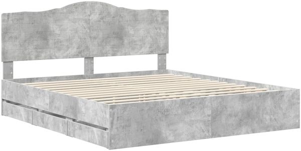 vidaXL Bettrahmen mit Kopfteil Betongrau 200 x 200 cm Ingenieurs Holz 3413383 Bild 4