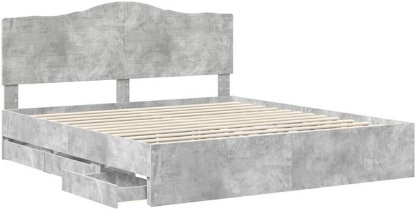 vidaXL Bettrahmen mit Kopfteil Betongrau 200 x 200 cm Ingenieurs Holz 3413383 Bild 5