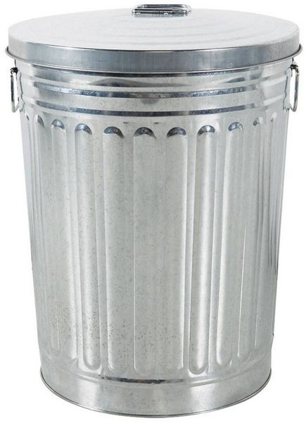 HAC24 Mülleimer Zink Abfalleimer Silber Garten Tonne Mülltonne Zinktonne Abfalltonne, mit Deckel 58 Liter und Tragegriffe