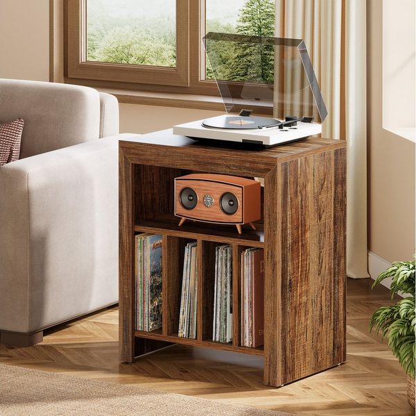 Tribesigns Beistelltisch Plattenspieler-Ständer,3 Etagen, Schallplatten für Vinyl-Schallplatten