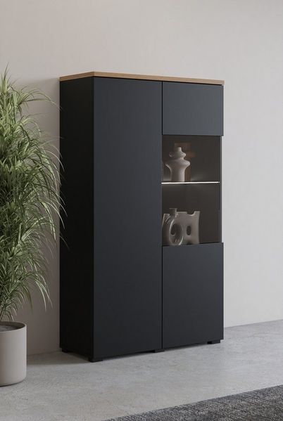 OTTO home Vitrine Modo, Breite 80 cm, moderner griffloser Vitrineschrank Vitrine mit viel Stauraum, Einlegeböden verstellbar, Glastür