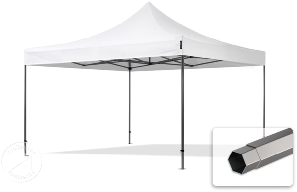 4x4 m Faltpavillon, PREMIUM Stahl 40mm, weiß