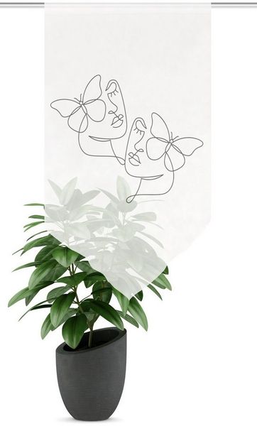 HOME WOHNIDEEN Scheibengardine Fensterbehang SYLIA, Schmetterling, Dreiecksabschlus (1 St), transparent, 100% Polyester