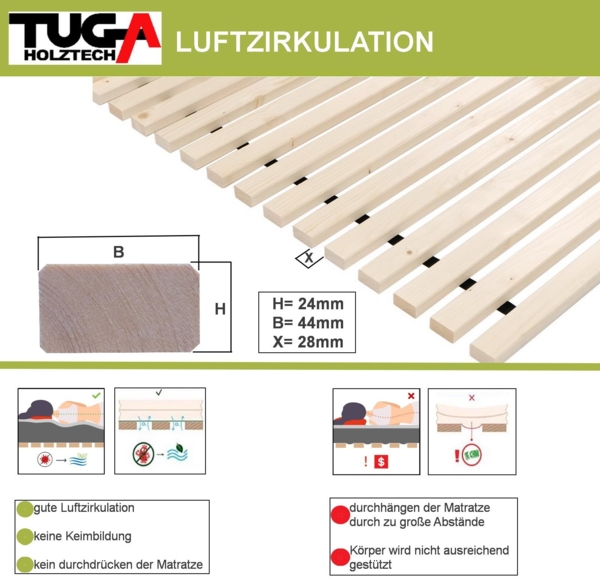 Rollrost " Lamellen - Xandi " Lattenrost 24 mm 120 x 220 cm Bild 4