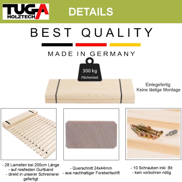 Rollrost " Lamellen - Xandi " Lattenrost 24 mm 120 x 220 cm Bild 2