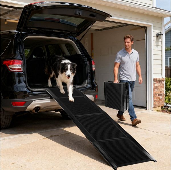 nobleza Hundematte Hunderampe Auto 170 cm Klappbare Treppe aus Metall