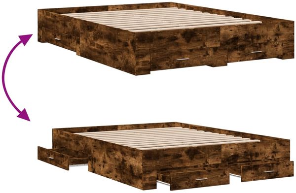 vidaXL Bettgestell mit Schubladen Räuchereiche 160x200cm Holzwerkstoff 3280374 Bild 8