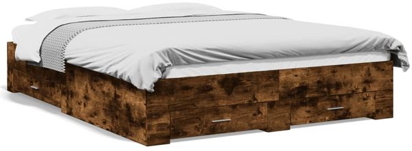 vidaXL Bettgestell mit Schubladen Räuchereiche 160x200cm Holzwerkstoff 3280374 Bild 2
