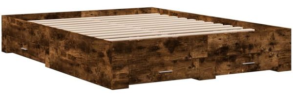 vidaXL Bettgestell mit Schubladen Räuchereiche 160x200cm Holzwerkstoff 3280374 Bild 3