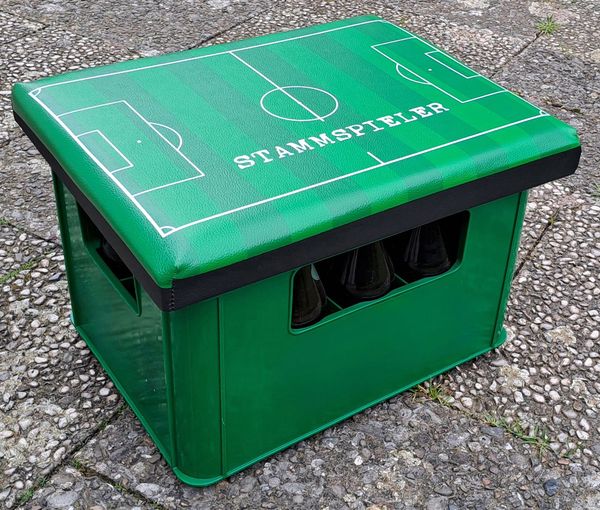 Bierkastensitz Fußball Getränkekistensitz Sitzkissen Sitzpolster Sitzauflage Kastenpolster Bierkistenpolster Kistenaufsatz Fanartikel
