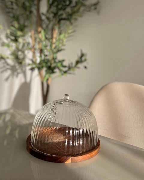 EKA Servierschüssel Akazien Servierglocke Stripe, Glas, (2-tlg)