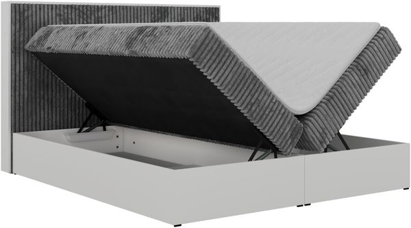 Boxspringbett TRAVIT, Doppelbett 7-Zonen-Multipocket-Matratze H3, Kopfteil, zwei Bettkästen, Topper Visco - 200 x 200 cm - Grau Cord Bild 8