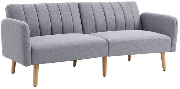 HOMCOM Schlafsofa mit Schlaffunktion, Verstellbare Rückenlehne, Schlafcouch 1 Teile, mit Holzbeine für Wohnzimmer, Gästezimmer, 173 x 75 x 73 cm, Grau