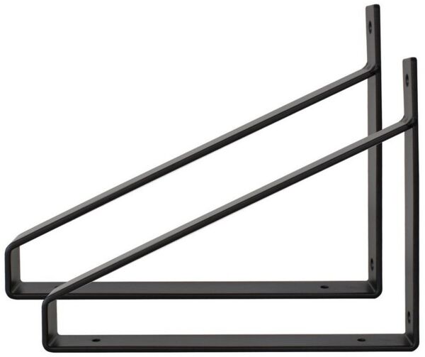 Natural Goods Berlin Wandregalhalter MITTE, 2-tlg, Regalhalterung, Winkelkonsole, Wandregal, Winkelträger, 250mm, Schwarz
