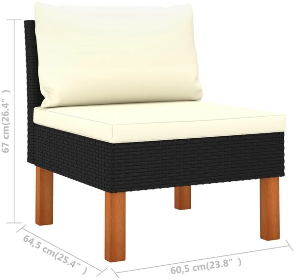 vidaXL Mittelsofas 2 Stk. Poly Rattan und Eukalyptus Massivholz 315765 Bild 8