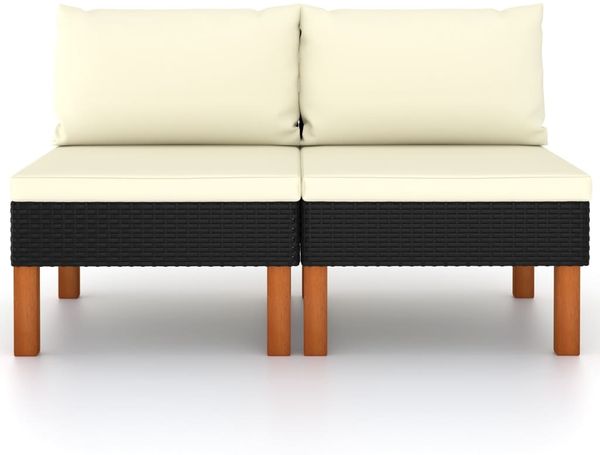 vidaXL Mittelsofas 2 Stk. Poly Rattan und Eukalyptus Massivholz 315765 Bild 2
