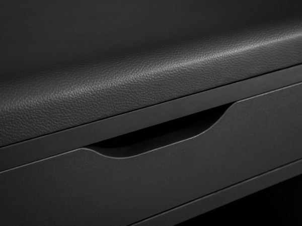 FINEBUY Schuhbank FB107189 (mit Sitzfläche Garderobenbank 104x51x32 cm Schwarz), Sitzbank Schmal Flur mit Stauraum, Truhenbank Bild 4