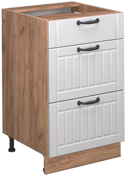 Küchenunterschrank Fame-Line Weiß Landhaus 50 cm , AP Eiche Vicco