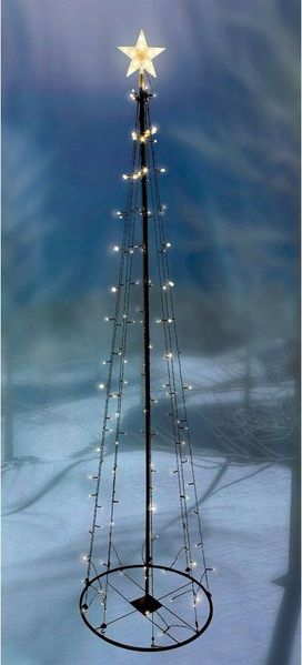 Mojawo Lichtervorhang XXL LED Metall Weihnachtsbaum mit Stern warmweiß 154 LEDs 240cm