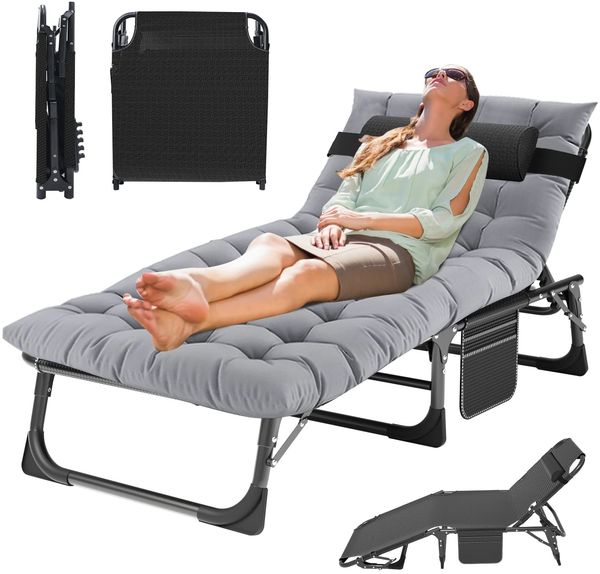 MOPHOTO Klappbarer Loungesessel 5-Position, Klappliege, tragbarer Outdoor-Chaiselongue zum Sonnenbräunen, perfekt für Pool, Strand, Terrasse zum Sonnenbaden