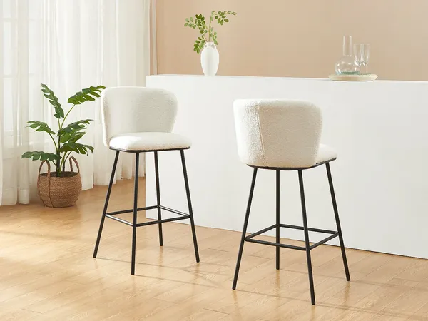 Vente-unique - SENORASE Barhocker Stoff Weiß - B 54 cm x H 97 cm x L 50 cm