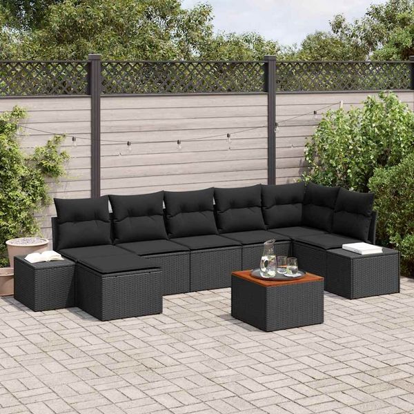 vidaXL Garten-Sofa-Set 8 pcs Schwarz 3356658