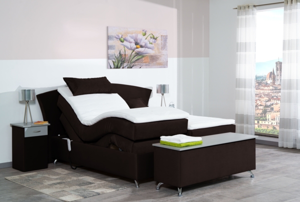Meisterbetten Boxspringbett Huss 200x220 in VS-Dunkel Braun, Matratzenbezug Nano, Ergoflex-Topper