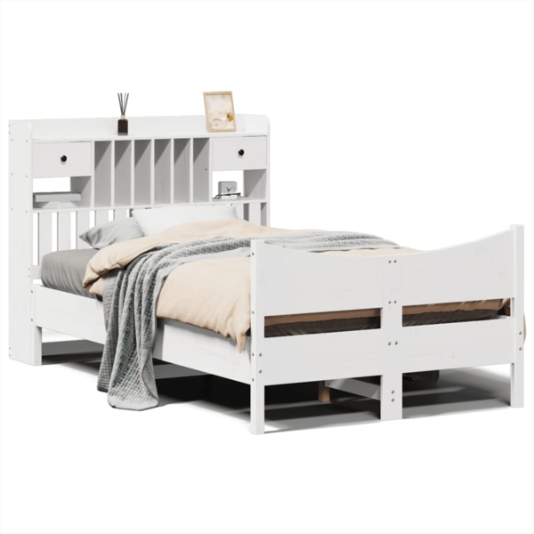 vidaXL Massivholzbett ohne Matratze Weiß 135x190 cm Kiefernholz 3323393