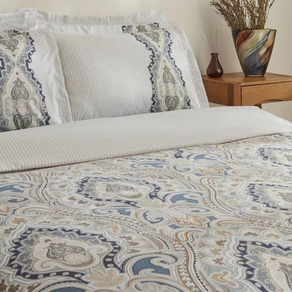 Karaca Bettwäsche Karaca Lemy Bettwäsche-Set 100 % Baumwoll-Satin, Einzelbett, Blau