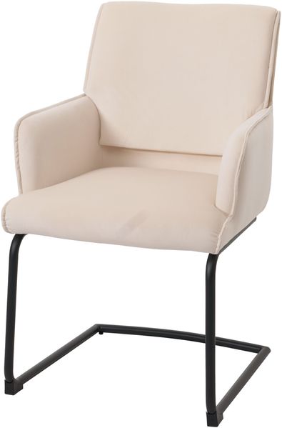 Freischwinger HWC-N60, Esszimmerstuhl Küchenstuhl Stuhl, Stoff/Textil Öko-Tex ~ creme-beige