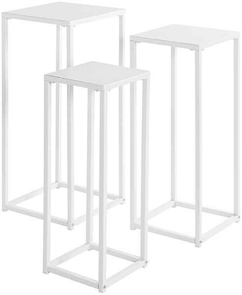 Blumentisch >25359< (3er-Set) in weiß, Metall - 22x61x22cm (BxHxT)