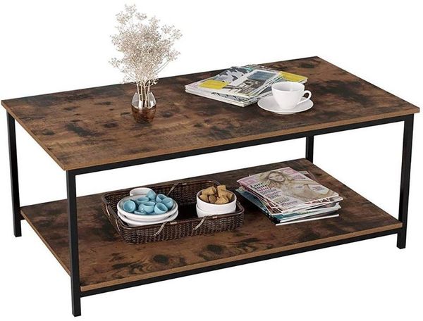 Diyarts Couchtisch (Beistelltisch mit Elegantem Vintage-Design, 2 Ebenen, 108 x 52 x 45 cm), Hochwertige Verarbeitung & leicht zu montieren