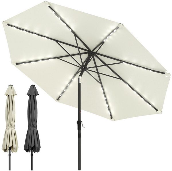 Huracan Sonnenschirm Strandschirm Neigbar, Sonnenschirme,Balkonschirm,Gartenschirm, Strandschirm mit/ohne LED, 300/350cm Durchmesser, neigbar/knickbar
